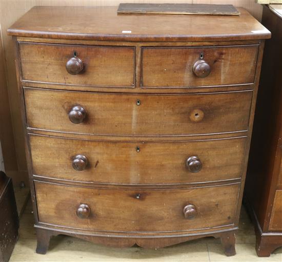 A Victorian mahogany bowfront chest W.95cm